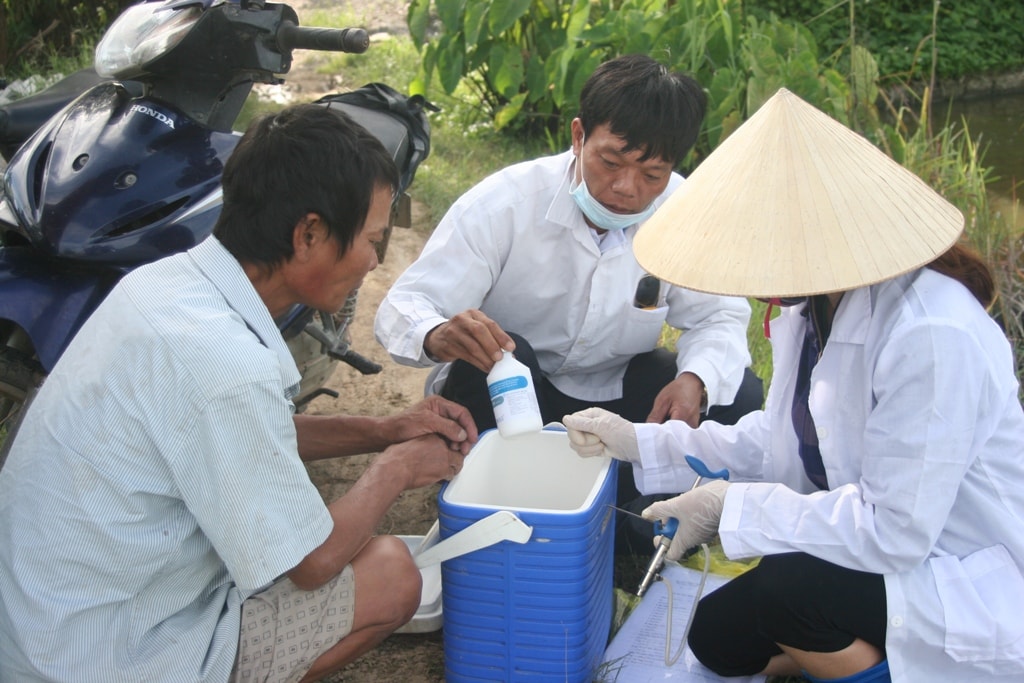  Việc cung ứng thuốc và giám sát tiêm phòng cúm H5N6 trên gia cầm có sự giám sát của Trạm Thú y huyện Quỳnh Lưu. Việt Hùng