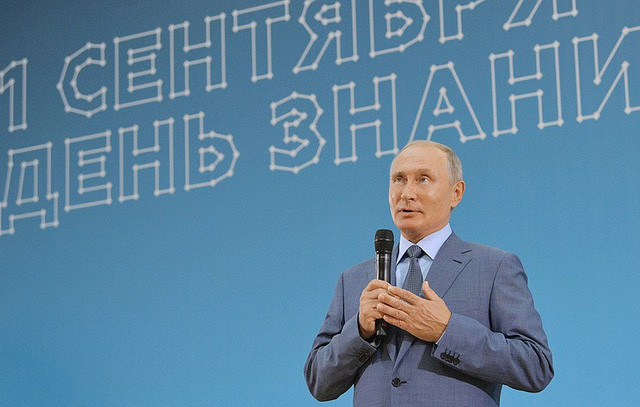 Tổng thống Putin tại buổi nói chuyện. Ảnh TASS