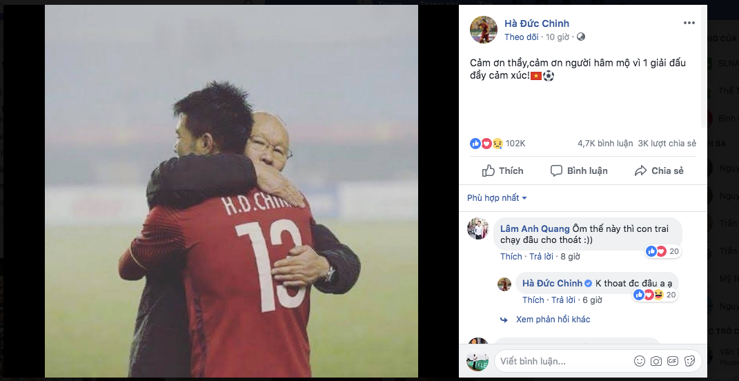 Hà Đức Chinh cảm ơn thầy Park Hang Seo, cảm ơn người hâm mộ vì một giải đấu đầy cảm xúc! 🇻🇳⚽️