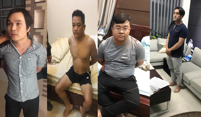 Các đối tượng đang bị tạm giữ tại Công an quận Liên Chiểu