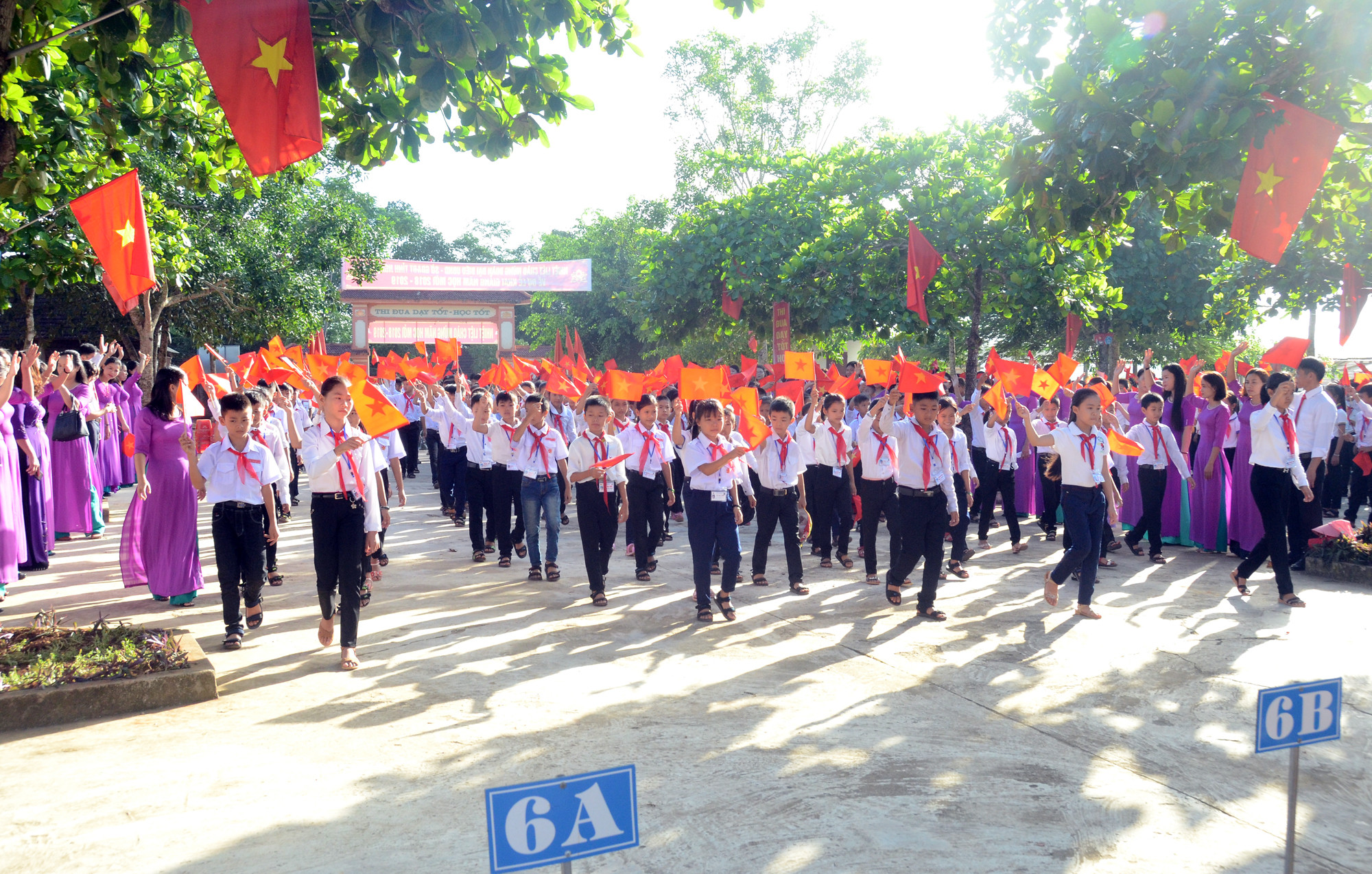 Năm học 2018-2019, Trường THCS Nghĩa Lộc có hơn 700 học sinh. Ảnh: Thành Chung