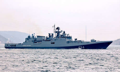 Tàu hộ vệ Đô đốc Grigorovich trên đường tới Địa Trung Hải hồi năm 2017. Ảnh: Livejournal.