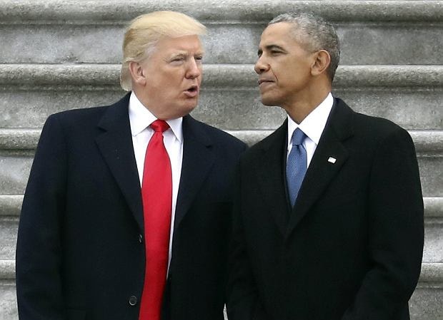 Tổng thống Donald Trump (trái) và Cựu Tổng thống Barack Obama. Ảnh: Internet