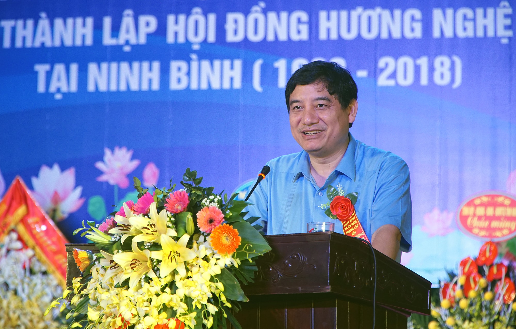 Đồng chí Nguyễn Đắc Vinh phát biểu tại lễ kỷ niệm. Công Khang