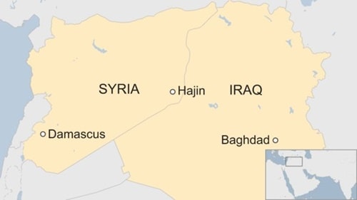 Vị trí thị trấn Hajin, Syria. Ảnh: BBC.