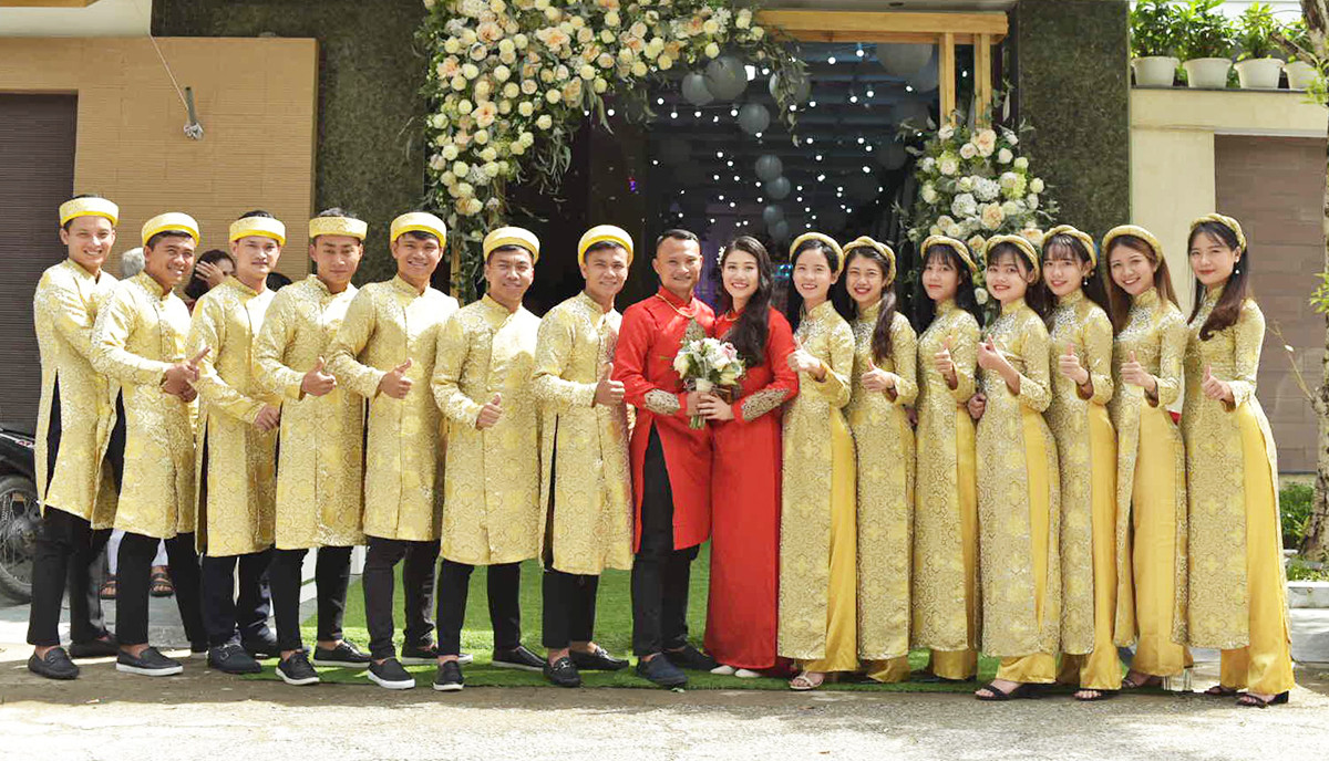 Trong ngày đính hôn của người đàn anh, hội tụ những gương mặt sáng giá của SLNA như Phạm Xuân Mạnh, Hoàng Văn Khánh, Hồ Tuấn Tài. Ảnh: CTV