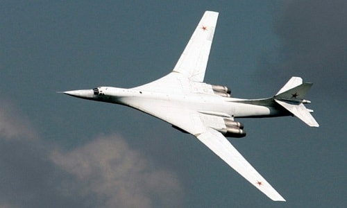 Máy bay ném bom chiến lượcTupolev Tu-160 Nga. Ảnh: Reuters.