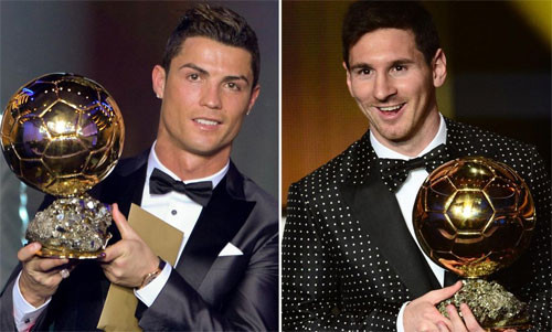 Ronaldo và Messi đều có năm lần giành Quả Bóng Vàng trong 10 năm qua.