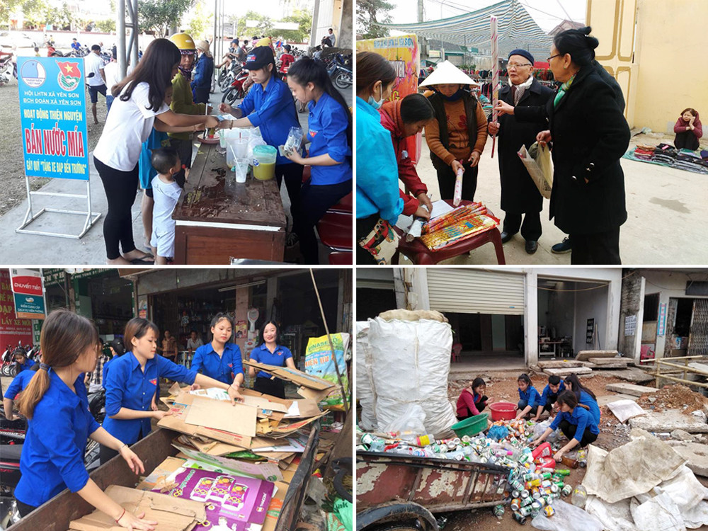 Ngoài ra còn có các hoạt động gây quỹ khác như bán nước mía, bán hương, thu gom phế liệu... Ảnh: P.T