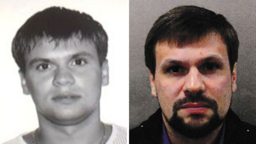 Ảnh trên hộ chiếu năm 2003 của Chepiga (trái) và ảnh nghi phạm Boshirov do cảnh sát Anh công bố. Ảnh: Bellingcat.