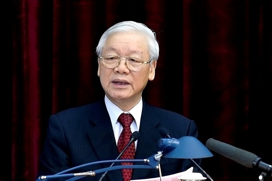 Tổng Bí thư Nguyễn Phú Trọng phát biểu khai mạc hội nghị Trung ương 8 (Ảnh: Nhật Bắc)