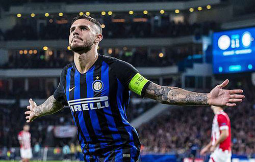 Icardi ghi hai bàn trong hai lượt trận đầu tiên ở vòng bảng Champions League. Ảnh: EPA.