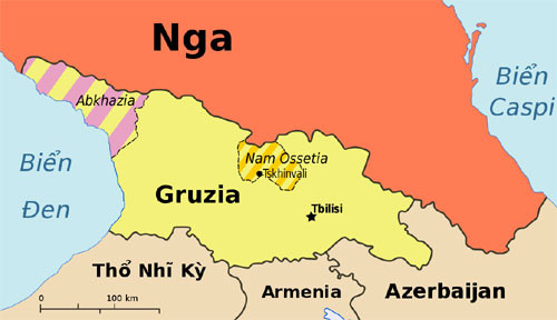 Vị trí giữa Nga, Gruzia với Abkhazia và Nam Ossetia. Đồ họa: Wikipedia.