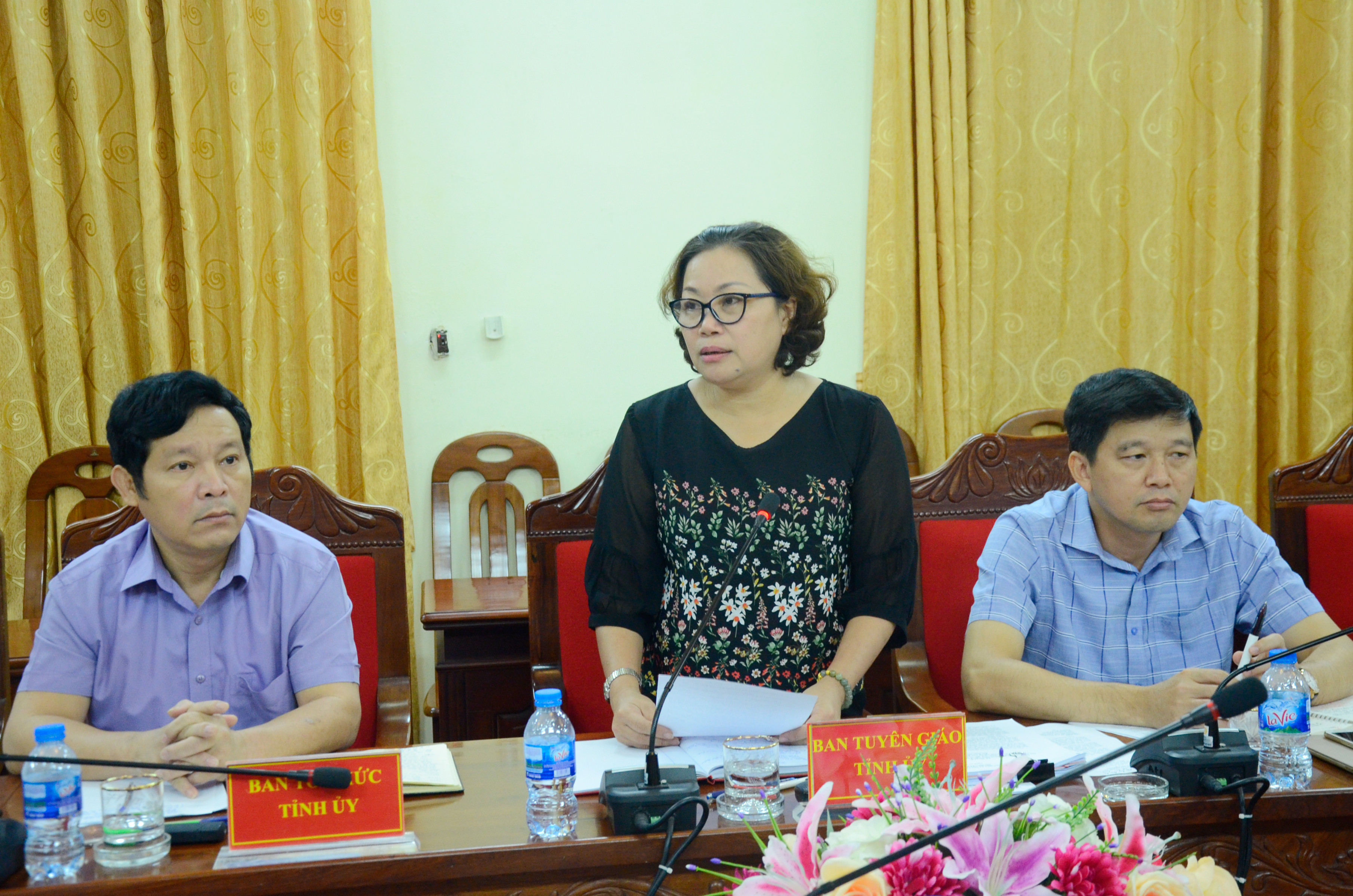Đồng chí Nguyễn Thị Thu Hường - Ủy viên Ban Thường vụ, Trưởng Ban Tuyên giáo phát biểu. Ảnh Thanh Lê