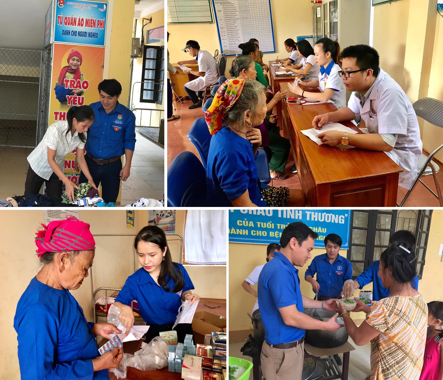 Những hoạt động của tuổi trẻ Quỳ Châu dành cho bệnh nhân nghèo như: Tủ đồ miễn phí; khám và phát thuốc miễn phí; tổ chức bát cháo tình thương.