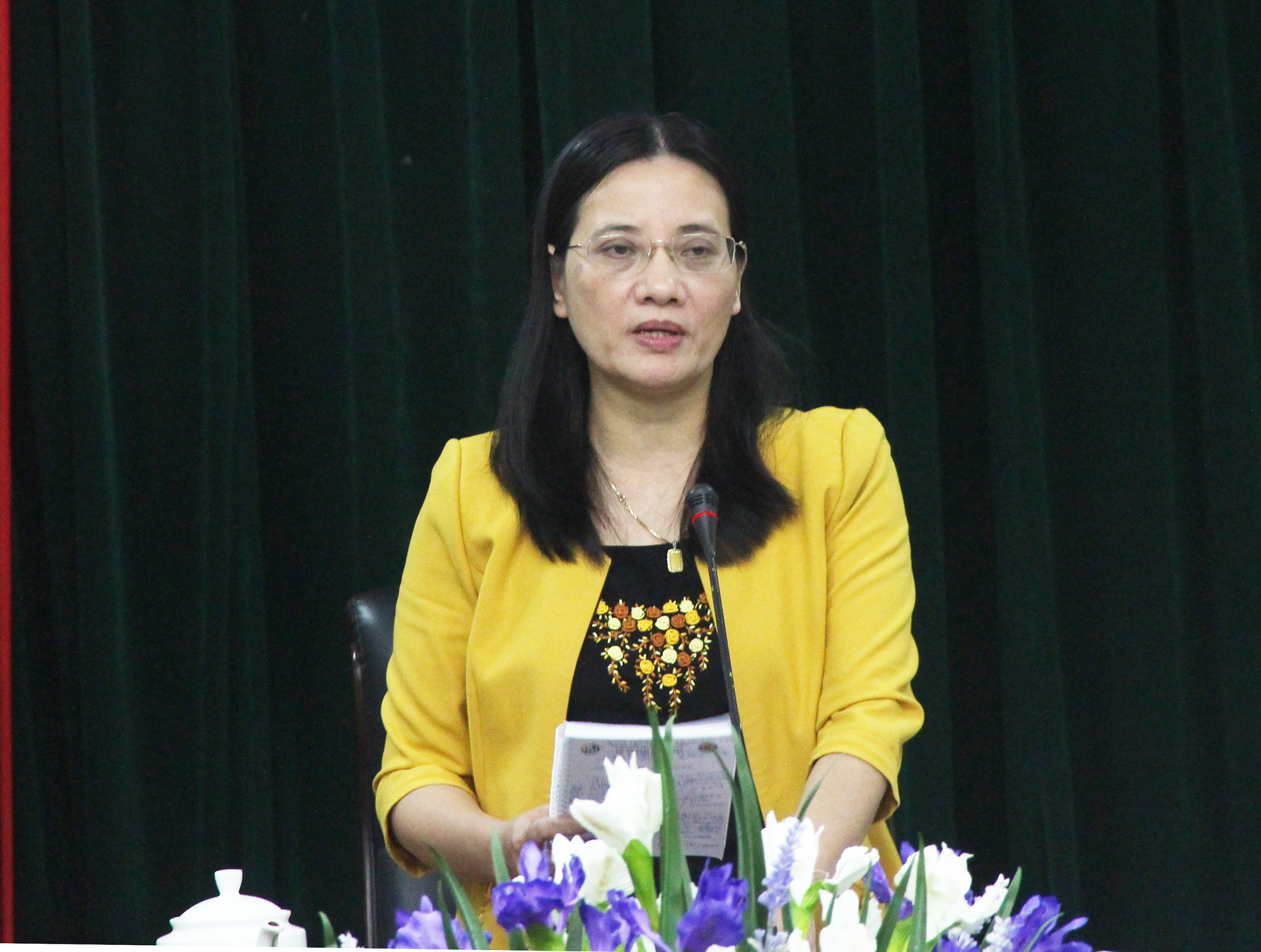 Phó Chủ tịch HĐND tỉnh Cao Thị Hiền kết luận tại cuộc họp. Ảnh: Mai Hoa