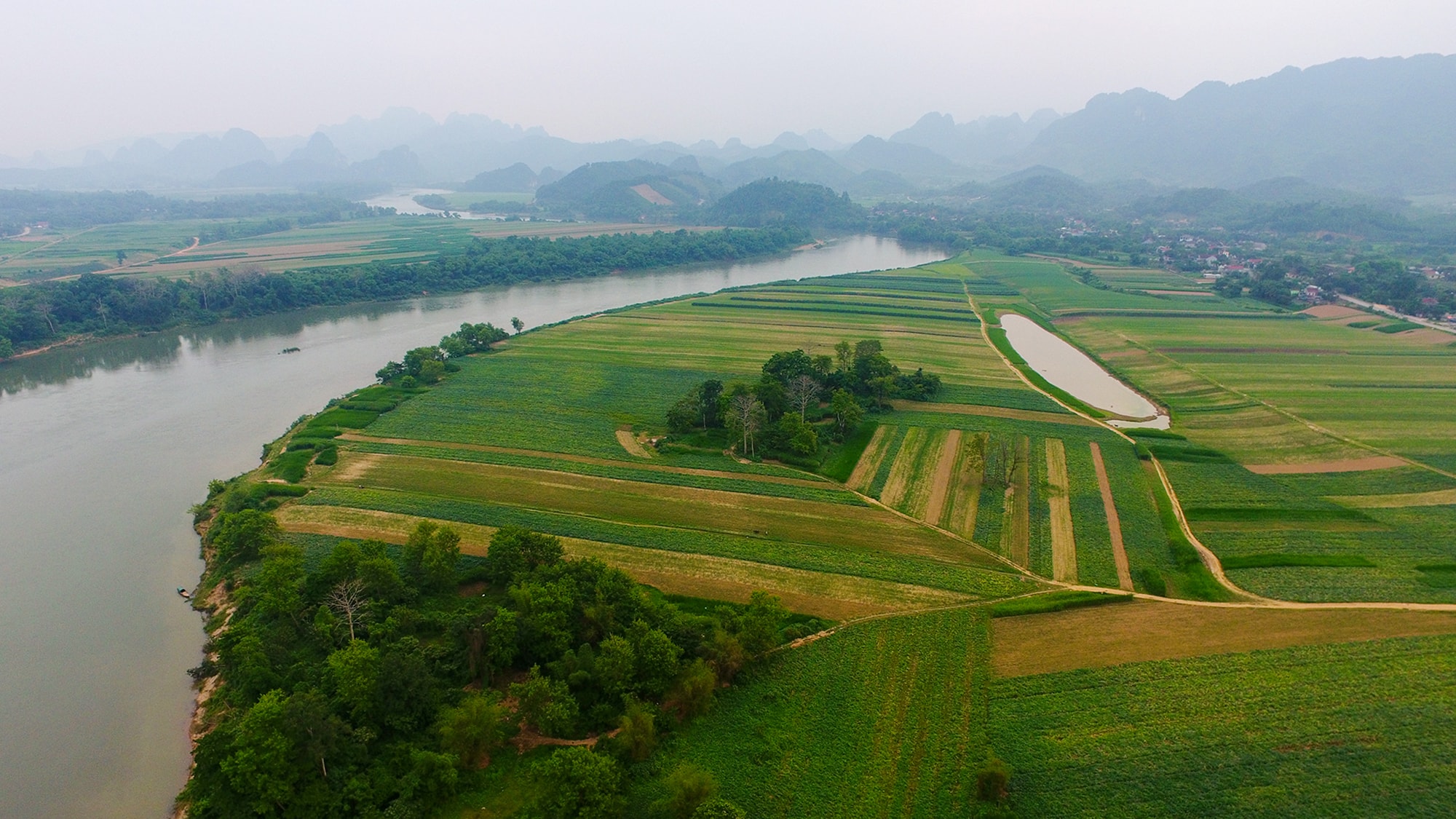 Toàn cảnh cánh đồng đất bãi ven sông Lam là một trong những lợi thế, tiềm năng sản xuất Nông nghiệp của huyện Anh Sơn. Ảnh: Sách Nguyễn