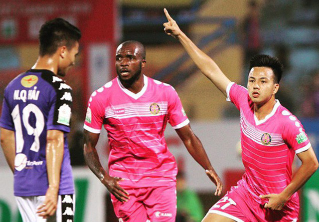 Pha lập công vào lưới Hà Nội FC là bàn thắng đầu tiên của Nguyễn Hữu Sơn tại V.League. Ảnh: Internet.