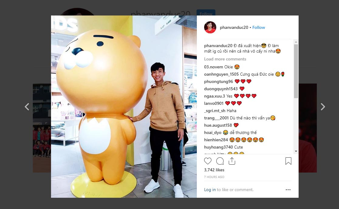 Phan Văn Đức thông báo sử dụng Instagram. 
