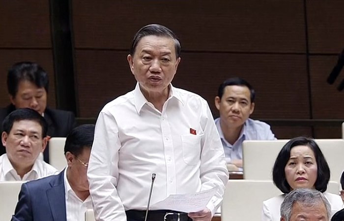 Bộ trưởng Bộ Công an Tô Lâm trả lời chất vấn tại Quốc hội.
