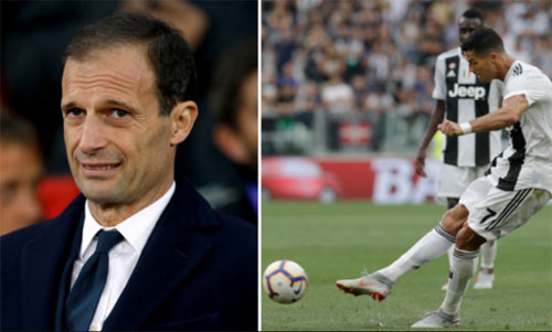 HLV Allegri không cho Ronaldo độc quyền sút phạt trực tiếp.