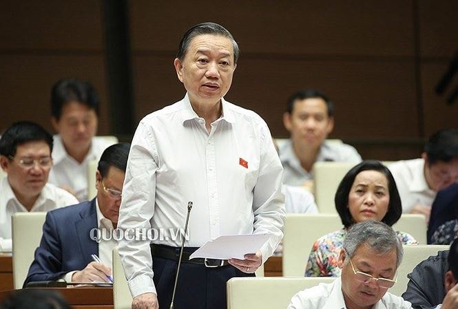 Bộ trưởng Bộ Công an Tô Lâm phát biểu. 