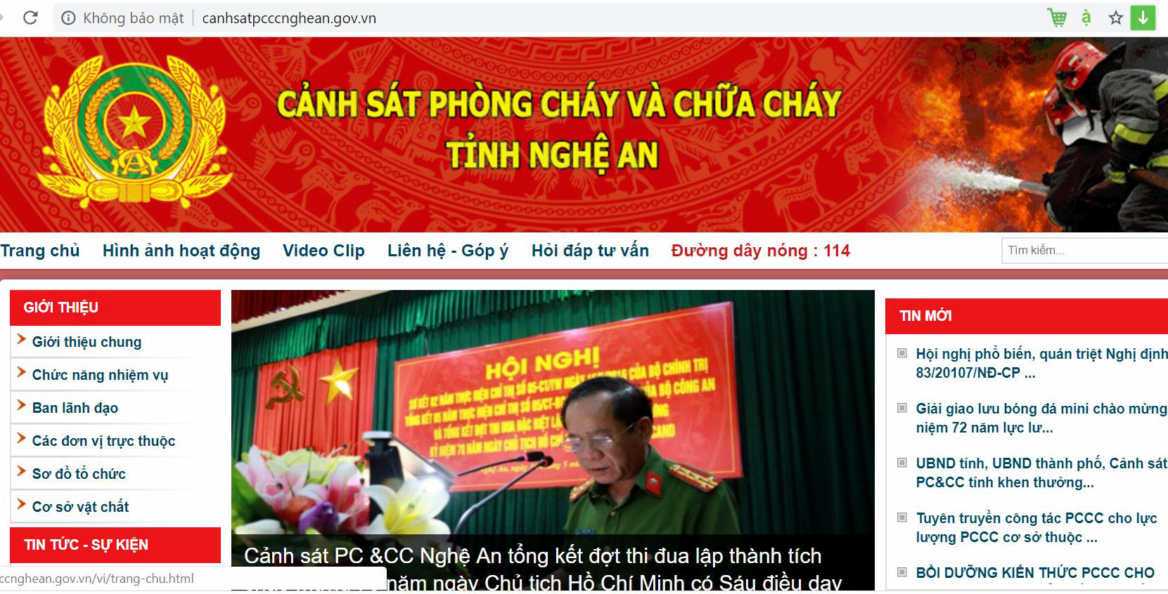 Trang thông tin của Cảnh sát PCCC tỉnh Nghệ An. Ảnh: P.B