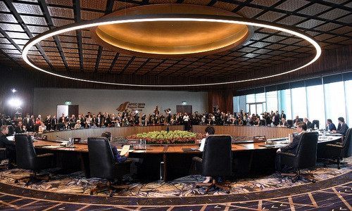 Phiên họp của các lãnh đạo APEC tại Papua New Guinea hôm 18/11. Ảnh: AFP.