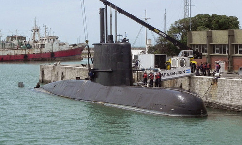 Tàu ngầm ARA San Juan trước một chuyến ra biển năm 2017. Ảnh: AFP.