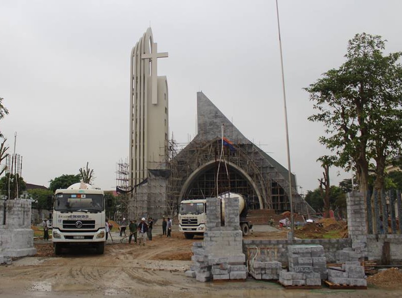 Công trình sẽ được hoàn thiện tổng thể trước tháng 6 năm 2019. Ảnh: Giáo xứ Yên Đại