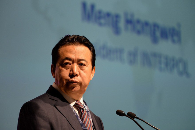 Ông Mạnh Hoành Vĩ trong một kỳ họp của Interpol  Ảnh: AFP