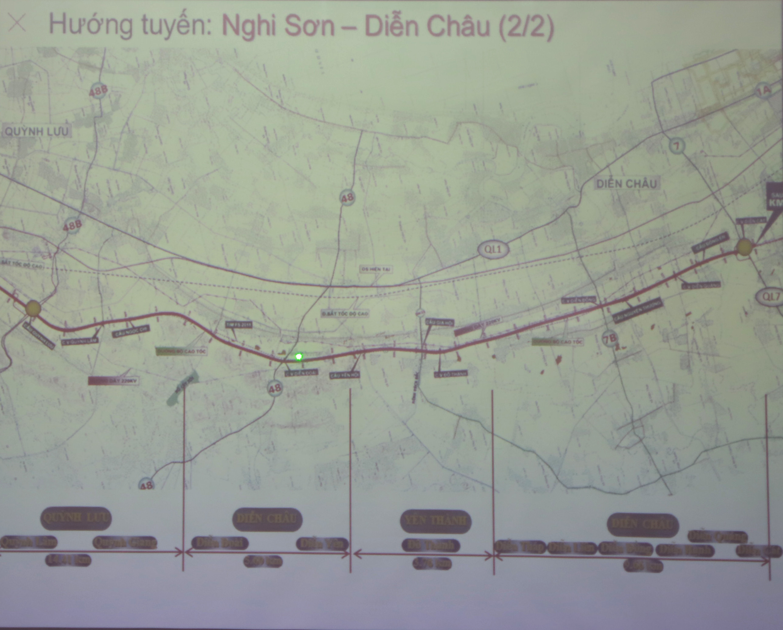 Hướng tuyến cao tốc Bắc - Nam đoạn Nghi Sơn - Diễn Châu. Ảnh: Thành Duy