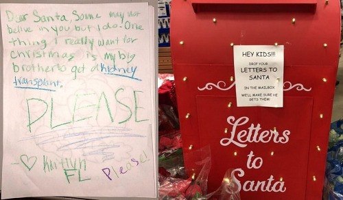 Bức thư của Kaitlyn trong thùng thư gửi tới ông già Noel. Ảnh: Shelly Thomas