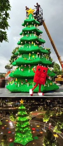 Công viên Legoland tại Malaysia từng đón Giáng sinh với một cây thông được xây từ 400.000 mảnh ghép lego. Chí phi cho cây thông này lên đến gần 600.00 USD. Ảnh: Getty