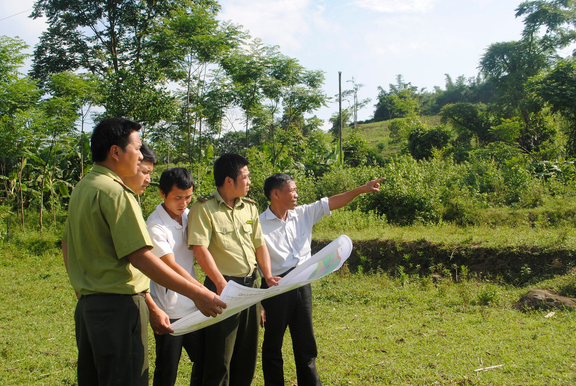 Khảo sát giao đất, giao rừng ở huyện Quế Phong. Ảnh: V.T