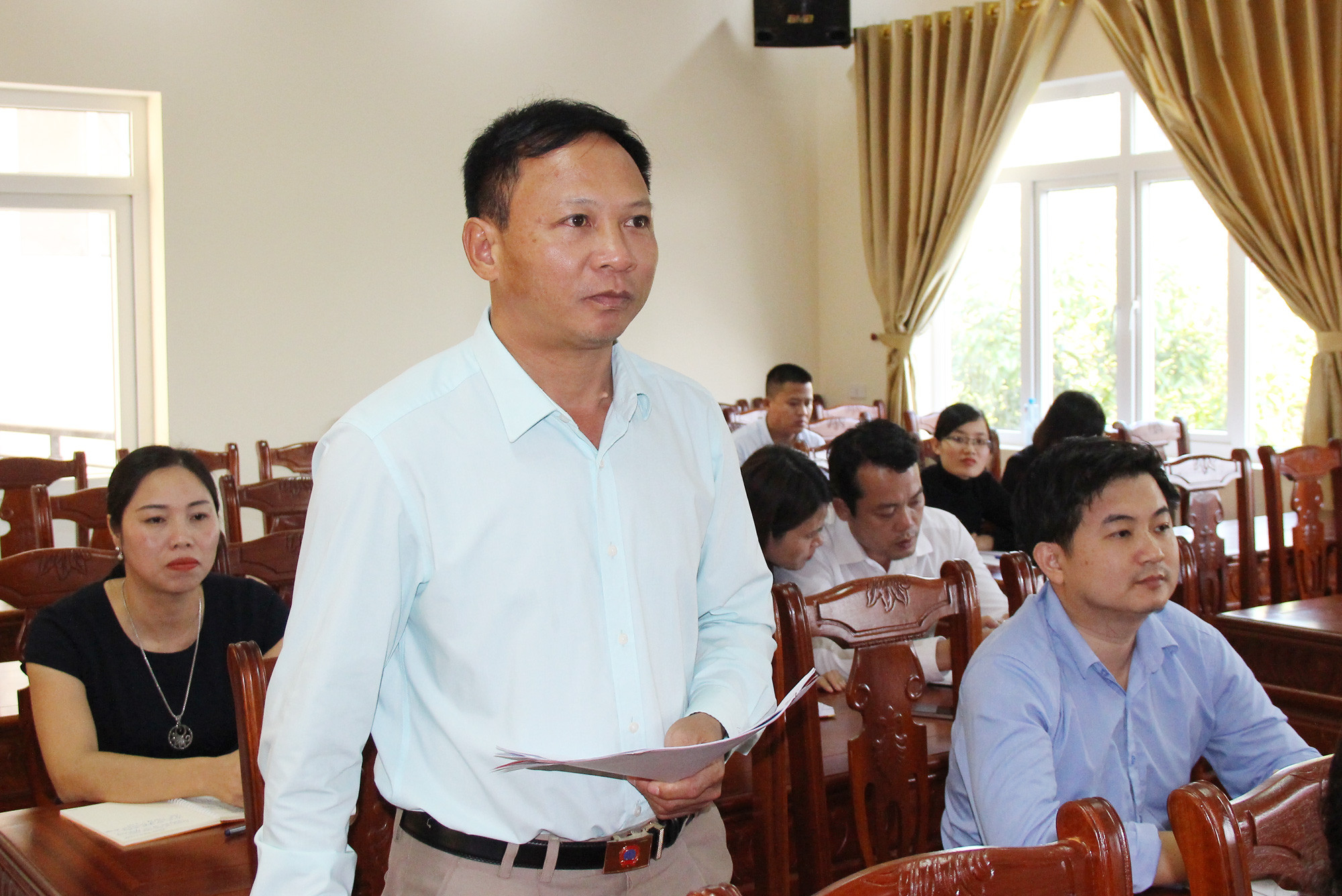 Phó Chủ tịch UBMTTQ huyện Anh Sơn cho rằng cần tránh chồng ché trong vận động giữa MTTQ với các đoàn thể chính trị - xã hội. Ảnh: Minh Chi