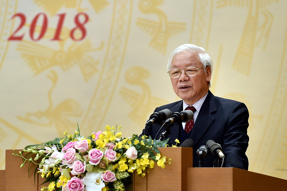 Tổng Bí thư, Chủ tịch nước Nguyễn Phú Trọng phát biểu chỉ đạo Hội nghị. Ảnh: VGP/Nhật Bắc