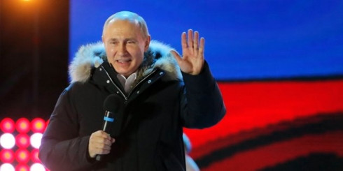 Tổng thống Putin phát biểu sau khi tái đắc cử nhiệm kỳ 4. Ảnh: RT