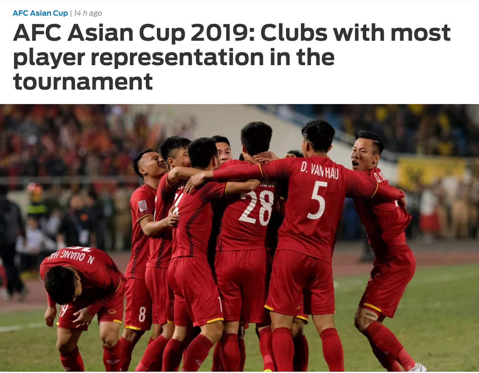 Hà Nội đóng góp 7 tuyển thủ cho Đội tuyển Việt Nam ở Asian Cup 2019