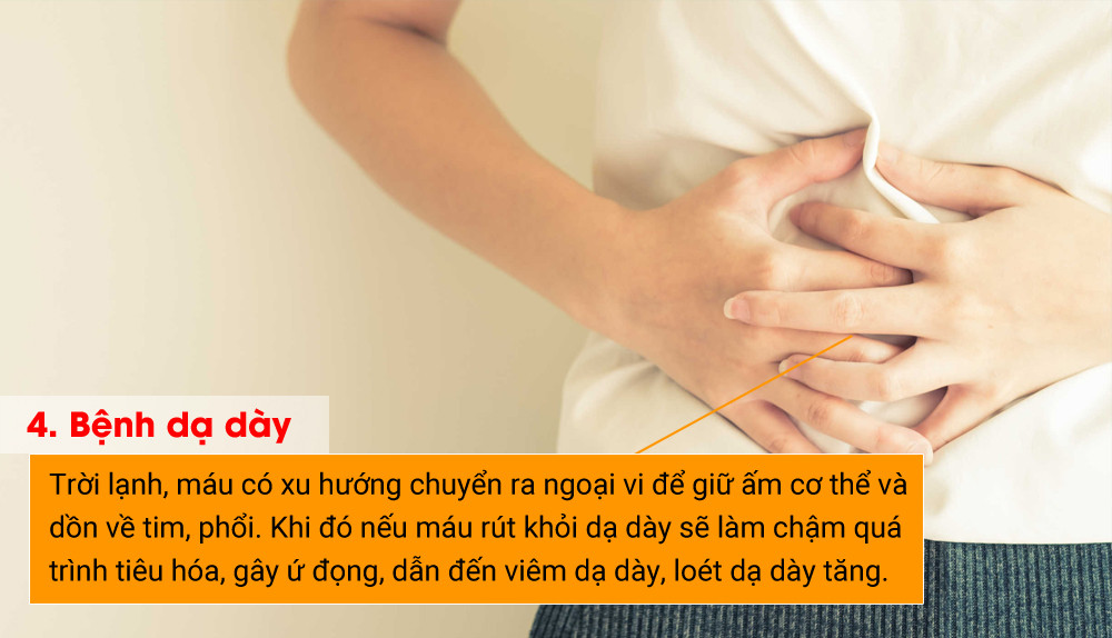 Cách ứng phó: Giữ cơ thể không bị lạnh. Không tắm ngay sau khi ăn xong. Không ăn đồ lạnh, đồ cay, các chất kích thích.