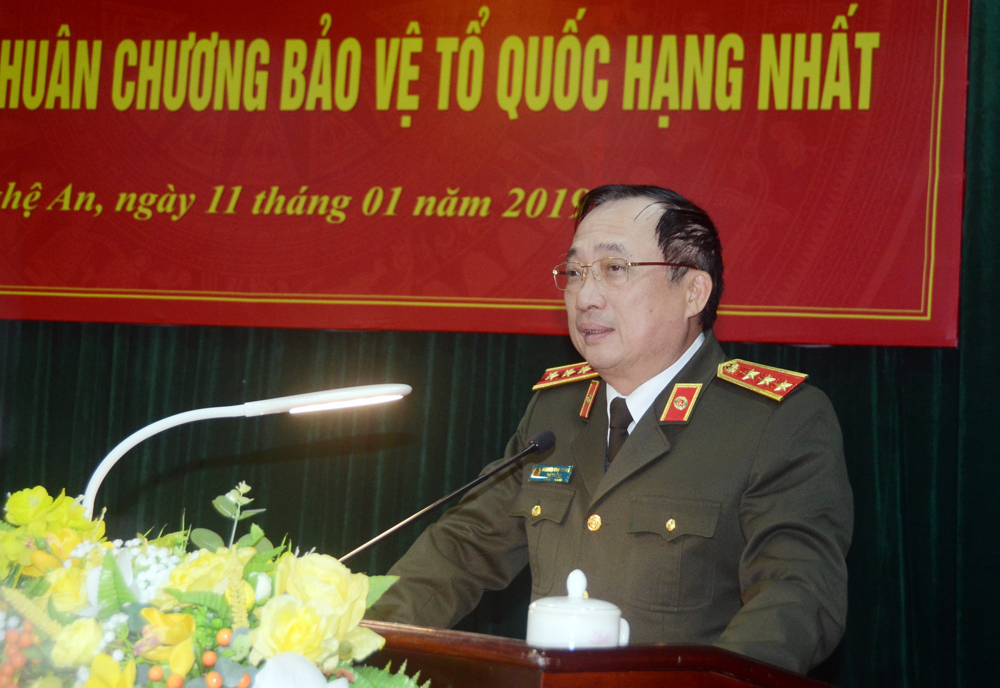 Thứ trưởng Bộ Công an Thượng tướng Nguyễn Văn Thành phát biểu chỉ đạo tại Hội nghị. Ảnh: Thành Chung