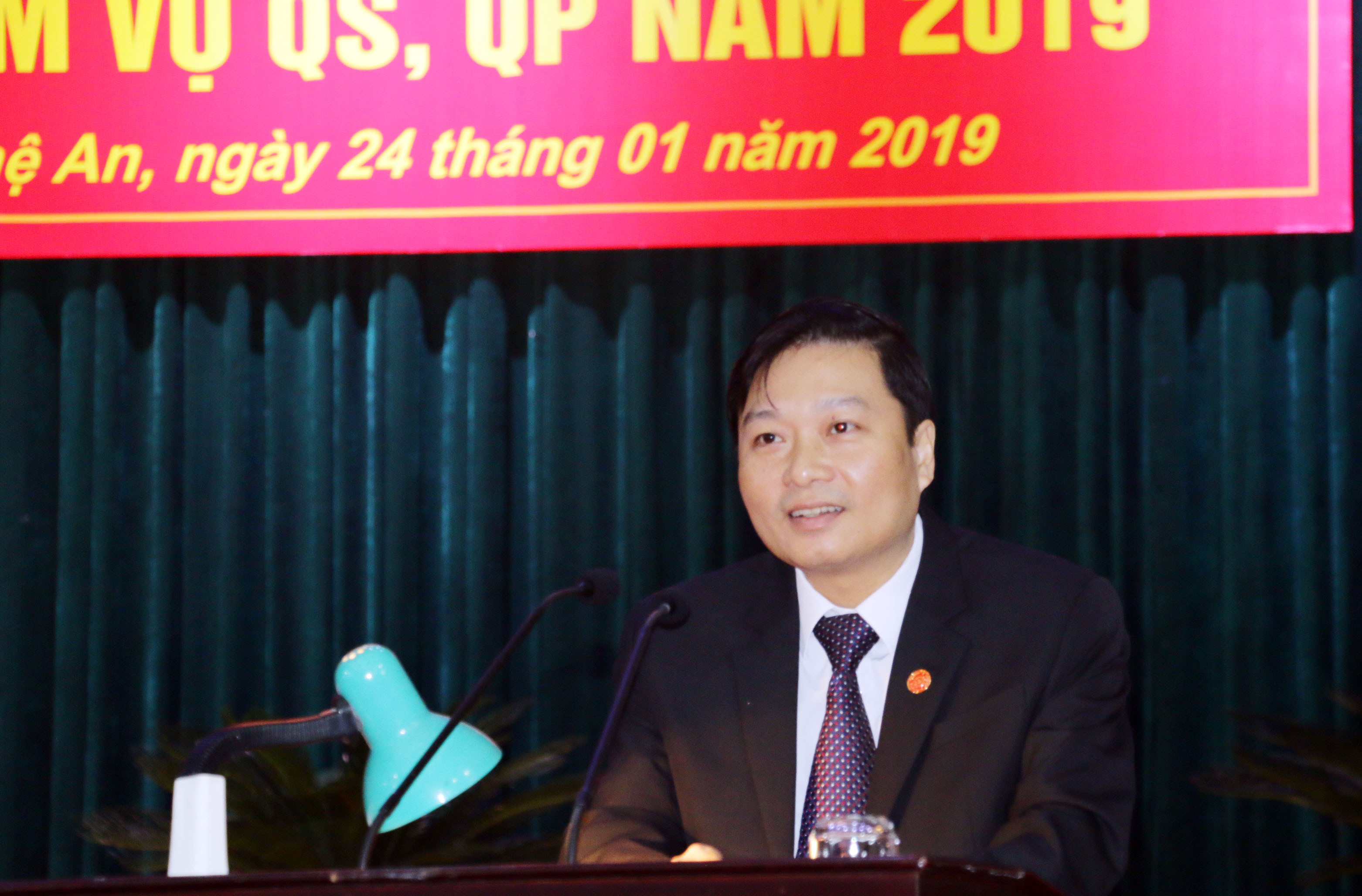 Đồng chí Lê Hồng Vinh phát biểu tại hội nghị. Ảnh: Mỹ Hà