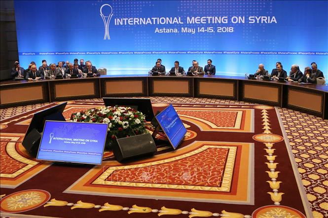 Toàn cảnh vòng đàm phán hòa bình Syria do Iran, Nga và Thổ Nhĩ Kỳ làm trung gian hòa giải tại Astana, Kazakhstan ngày 15/5/2018. Ảnh tư liệu: AFP/TTXVN