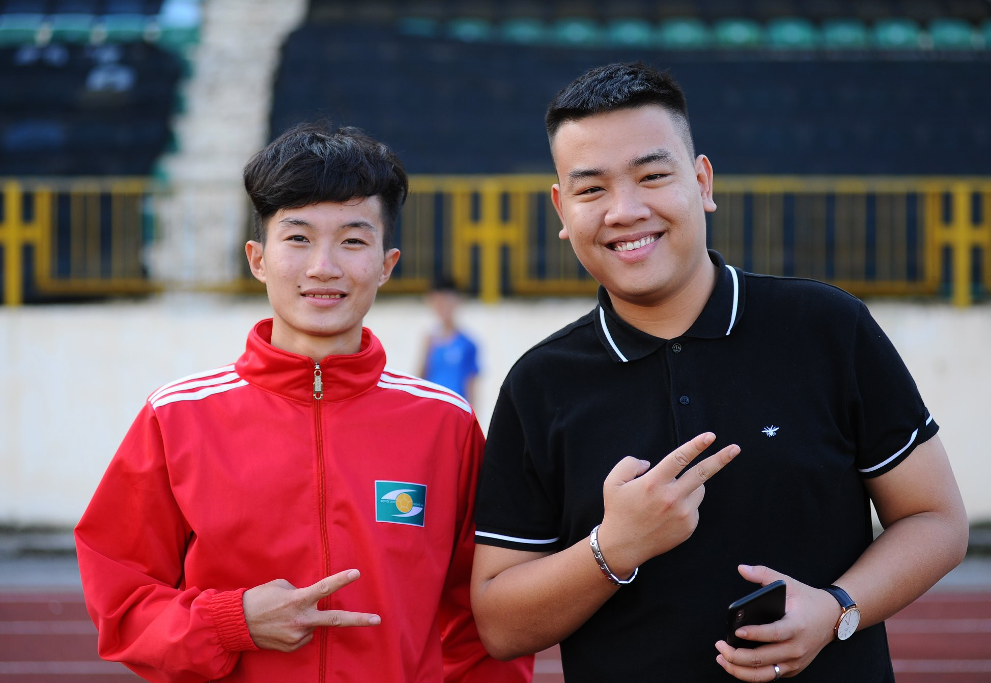 Tiền vệ Thái Bảo Trung là 1 trong số 3 cầu thủ trẻ được lên đội 1 SLNA năm nay. Ảnh: Trung Kiên