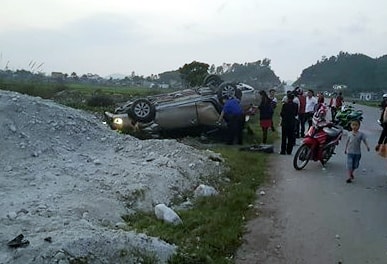 Hiện trường vụ tai nạn ngày Mồng 2 Tết ở Hoàng Mai khiến một người chết. 