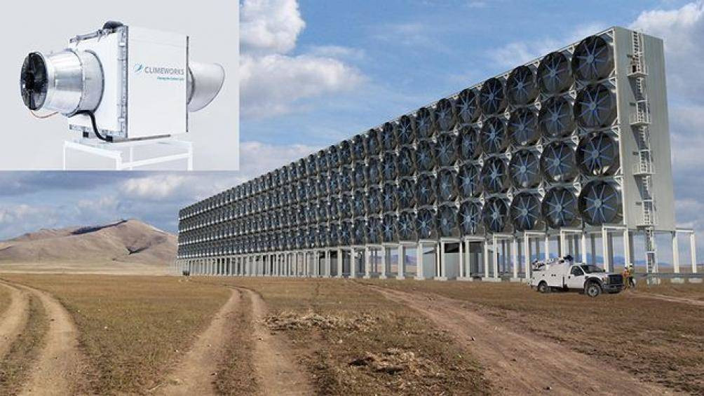 Tổ hợp khổng lồ của những cánh quạt dùng để trích xuất CO2 từ không khí