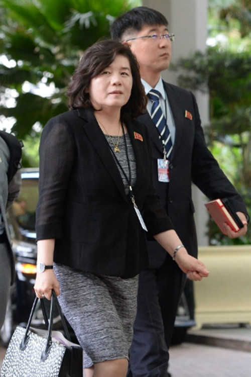 Thứ trưởng Ngoại giao Triều Tiên Cho Son-hui tại khách sạnRitz-Carlton ngày 11/6. Ảnh:AFP.
