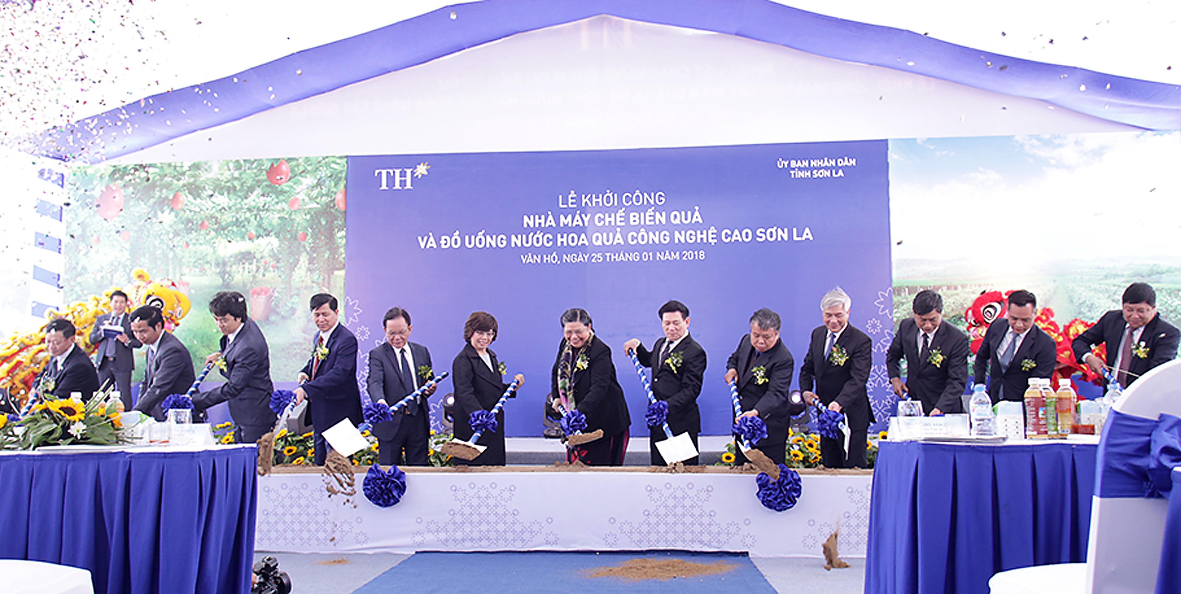 Tập đoàn TH khởi công Nhà máy chế biến quả và nước hoa quả công nghệ cao Sơn La. Ảnh: P.H