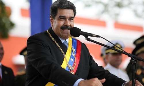 Tổng thống Venezuela Nicolas Maduro phát biểu tại một sự kiện hồi tháng hai ở Ciudad Bolivar. Ảnh: Reuters.