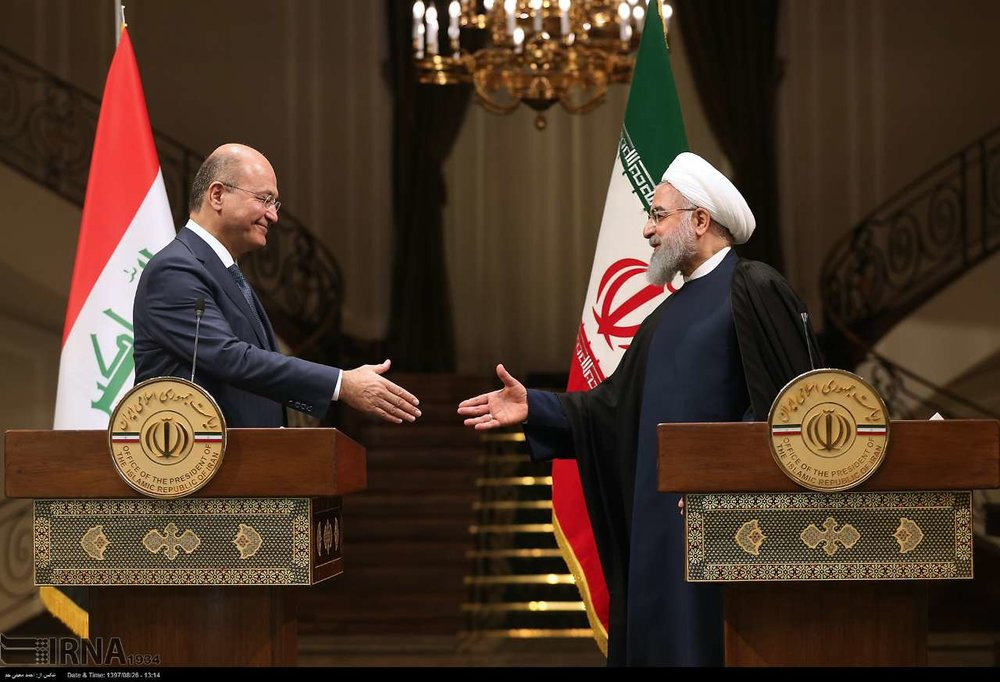 Tổng thống Iraq Barham Salih và Tổng thống Iran Hassan Rouhani. Ảnh: IRNA